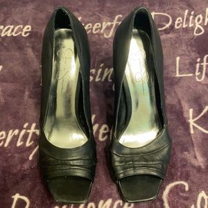 Black peep toe heels